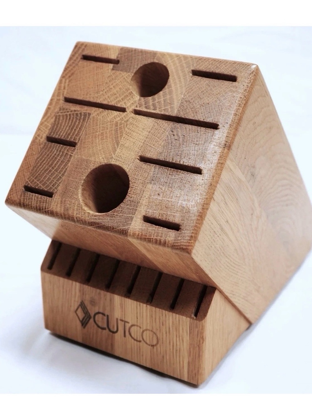Cutco Homemaker 18 Slot Solid Oak Knife Block Made In USA Knives Storage Organiz